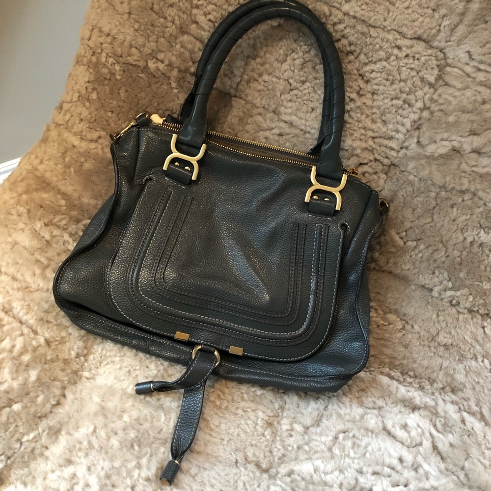 Dark grey leather bag